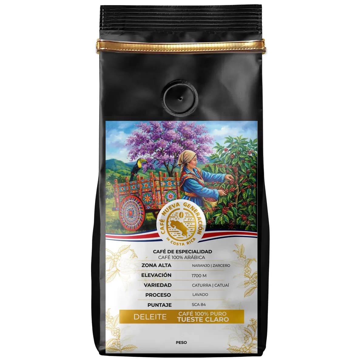 Bolsa negra de café Deleite de Café Nueva Generación, en grano