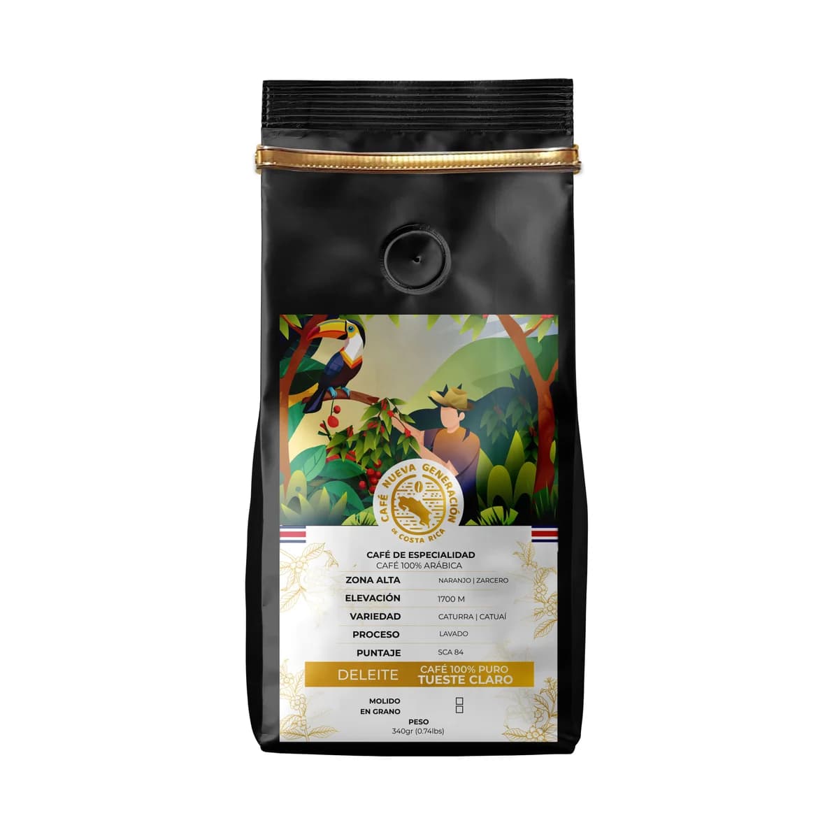 Deleite en grano, en bolsa negra, Café Nueva Generación