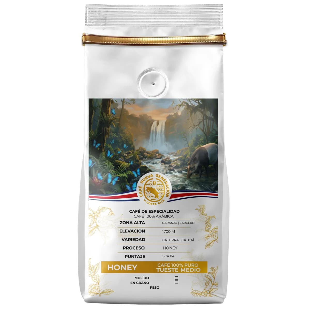 Bolsa blanca de café Honey de Café Nueva Generación, molido