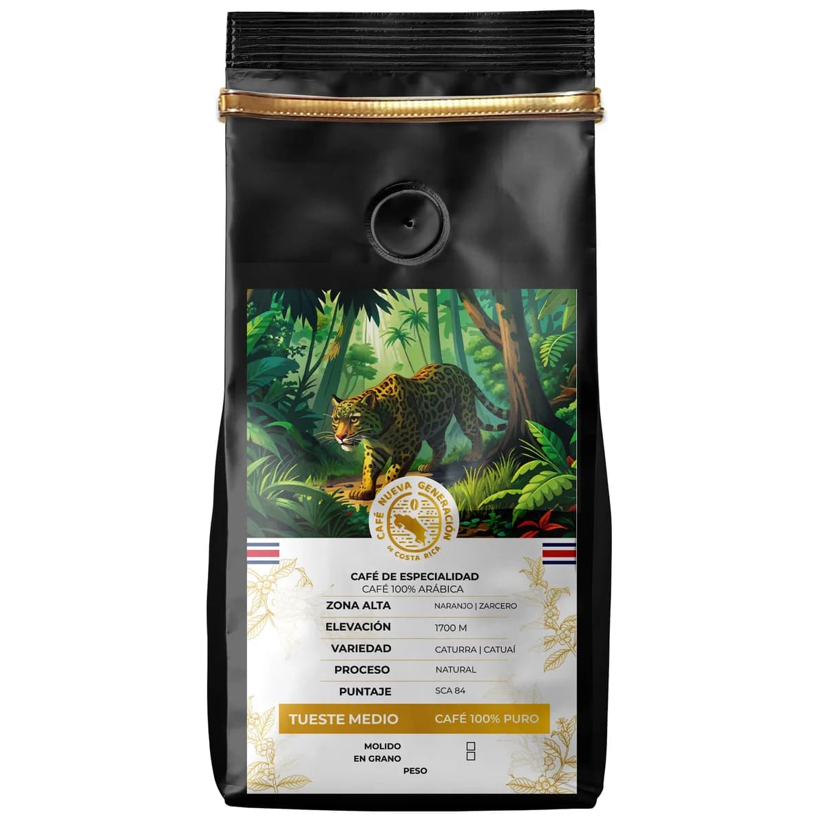 Bolsa negra de café Natural de Café Nueva Generación, en grano