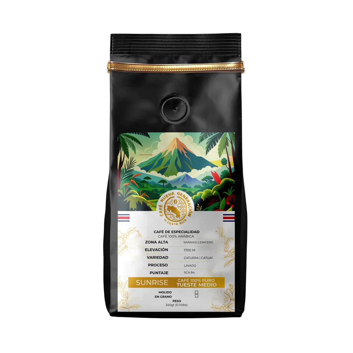 Sunrise en grano, en bolsa negra, Café Nueva Generación